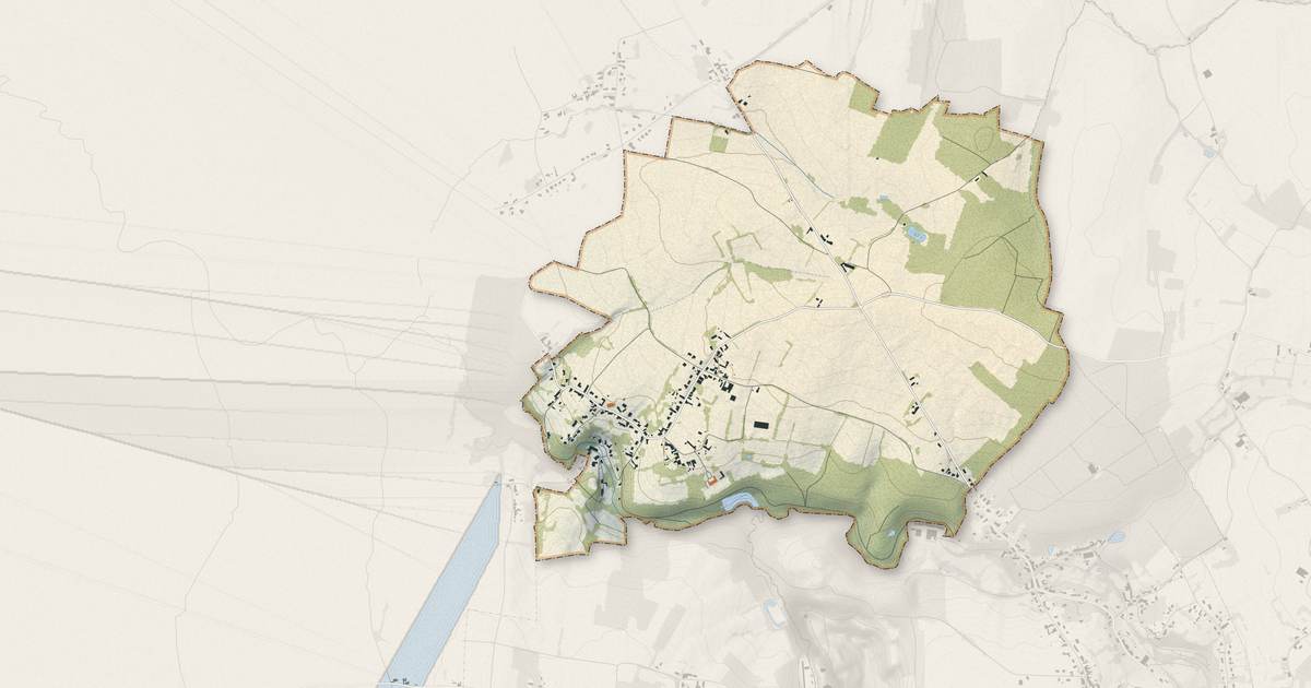 Portrait cartographique de Gussignies : relief, eau, forêts, bâti et voies, calculés à partir des données de l'IGN