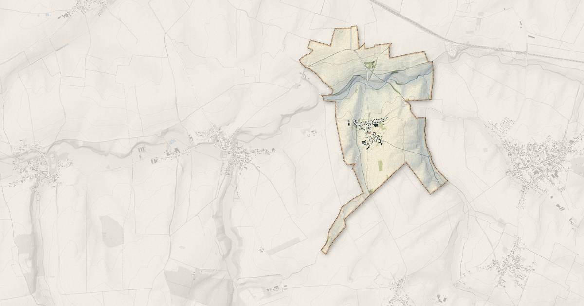 Portrait cartographique de Haucourt-en-Cambrésis : relief, eau, forêts, bâti et voies, calculés à partir des données de l'IGN