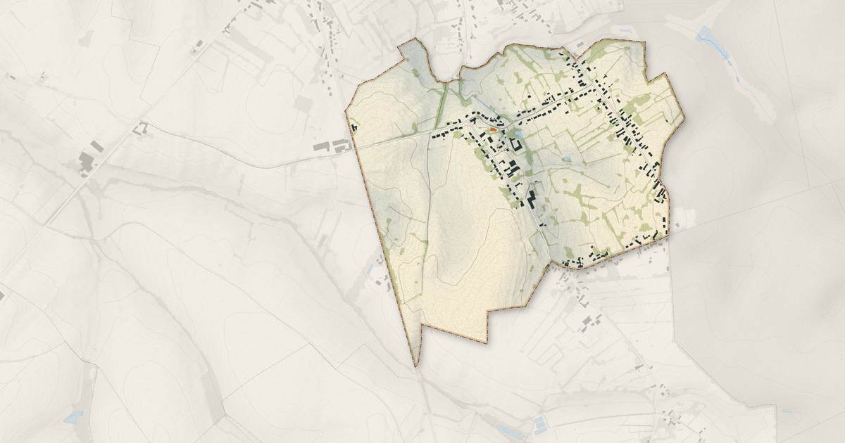 Portrait cartographique de Hecq : relief, eau, forêts, bâti et voies, calculés à partir des données de l'IGN