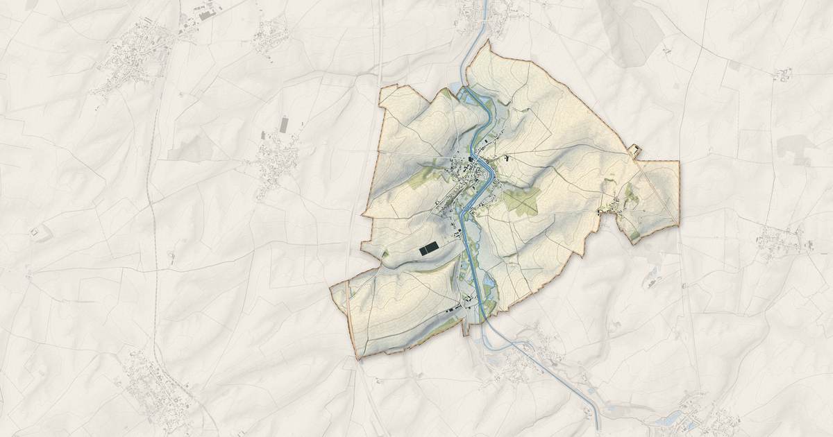 Portrait cartographique de Honnecourt-sur-Escaut : relief, eau, forêts, bâti et voies, calculés à partir des données de l'IGN
