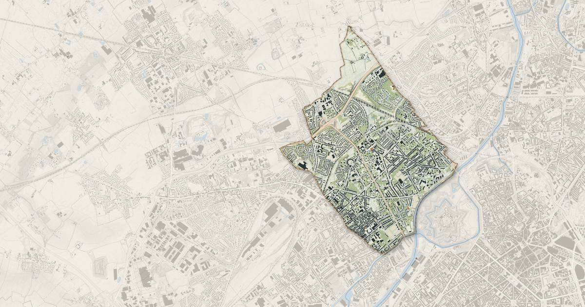 Portrait cartographique de Lambersart : relief, eau, forêts, bâti et voies, calculés à partir des données de l'IGN