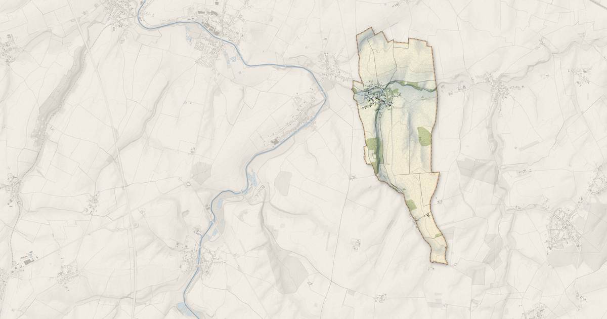 Portrait cartographique de Lesdain : relief, eau, forêts, bâti et voies, calculés à partir des données de l'IGN