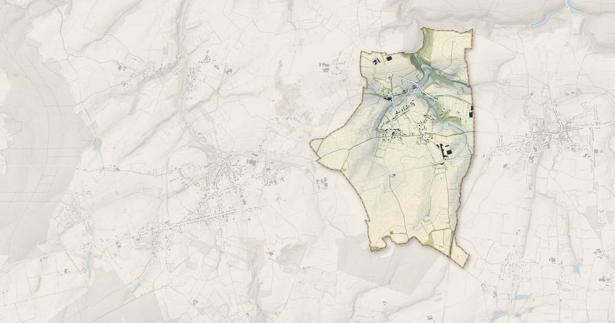 Portrait cartographique de Lez-Fontaine : relief, eau, forêts, bâti et voies, calculés à partir des données de l'IGN