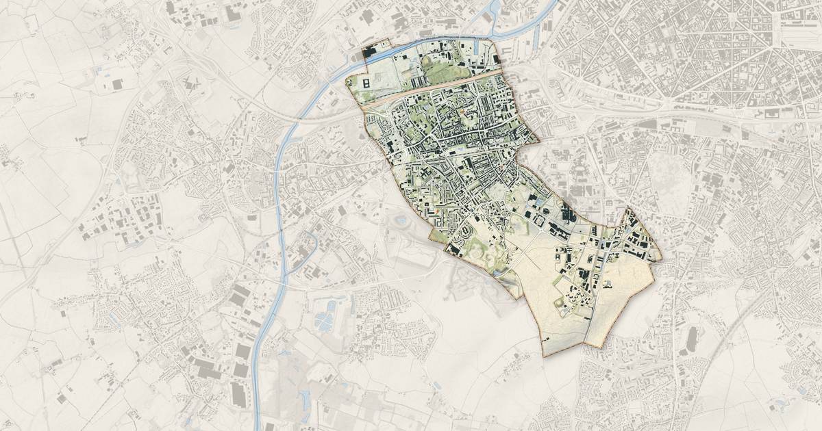 Portrait cartographique de Loos : relief, eau, forêts, bâti et voies, calculés à partir des données de l'IGN