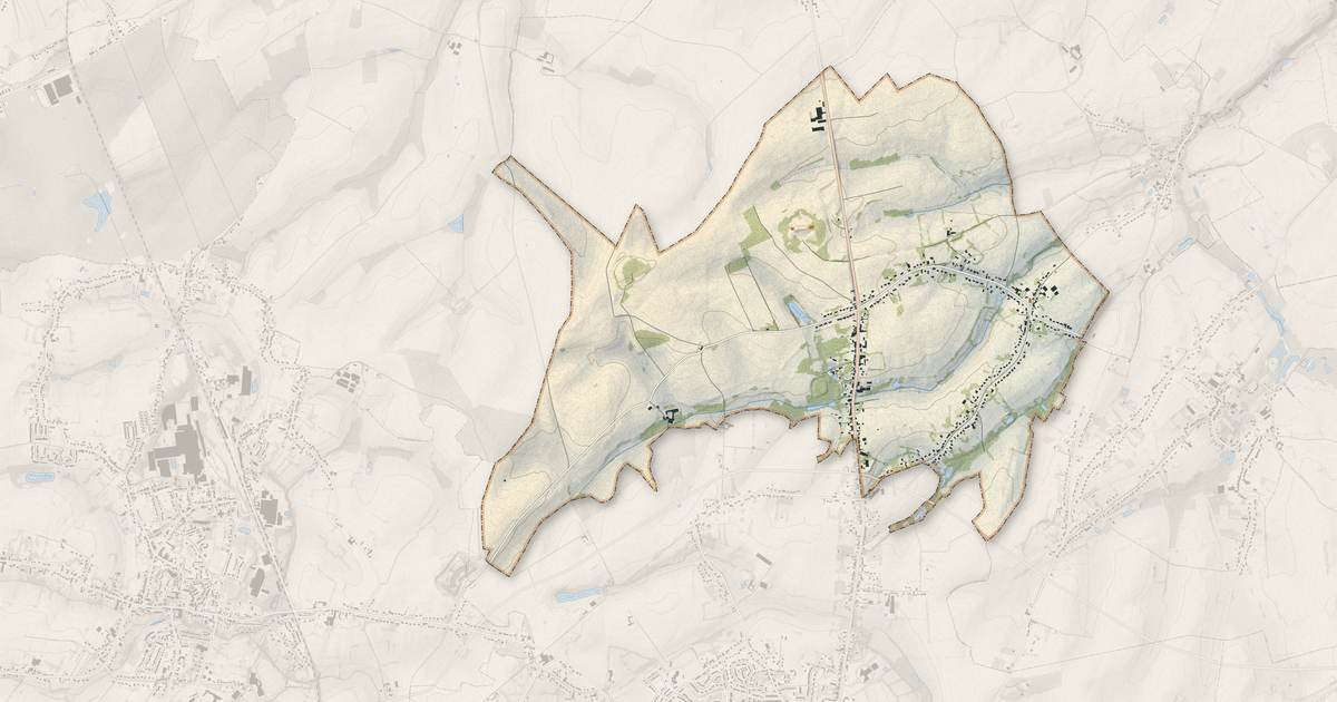 Portrait cartographique de Mairieux : relief, eau, forêts, bâti et voies, calculés à partir des données de l'IGN