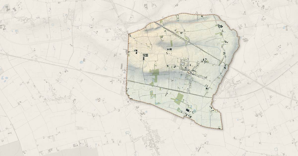 Portrait cartographique de Merris : relief, eau, forêts, bâti et voies, calculés à partir des données de l'IGN
