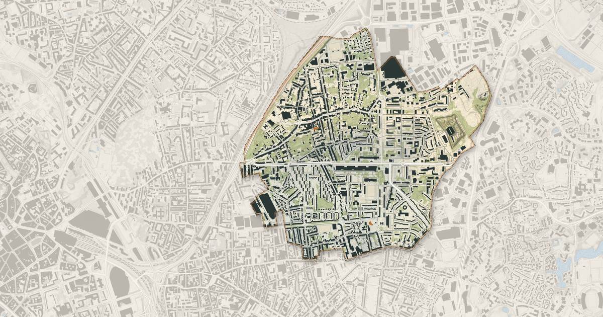 Portrait cartographique de Mons-en-Barœul : relief, eau, forêts, bâti et voies, calculés à partir des données de l'IGN