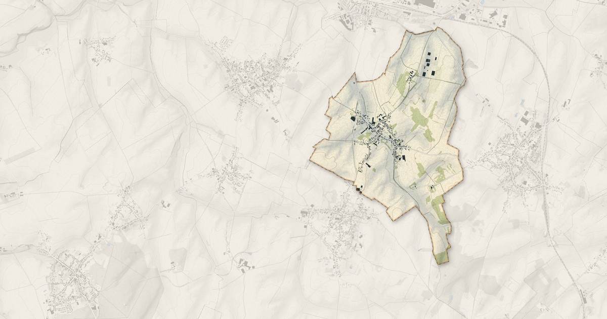 Portrait cartographique de Montigny-en-Cambrésis : relief, eau, forêts, bâti et voies, calculés à partir des données de l'IGN