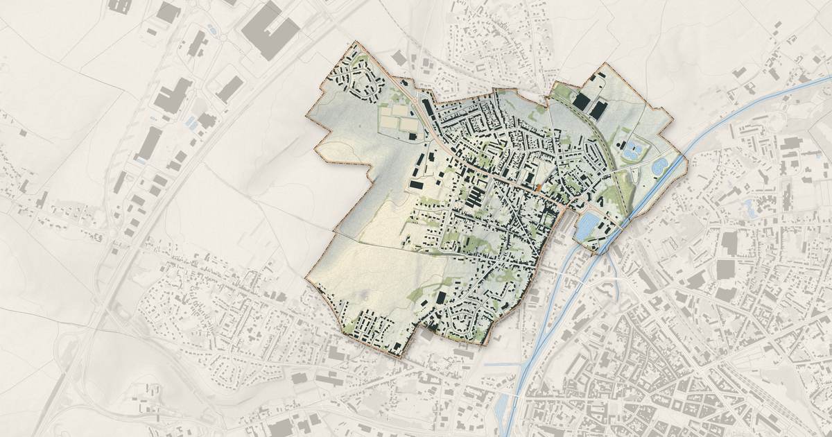 Portrait cartographique de Neuville-Saint-Rémy : relief, eau, forêts, bâti et voies, calculés à partir des données de l'IGN