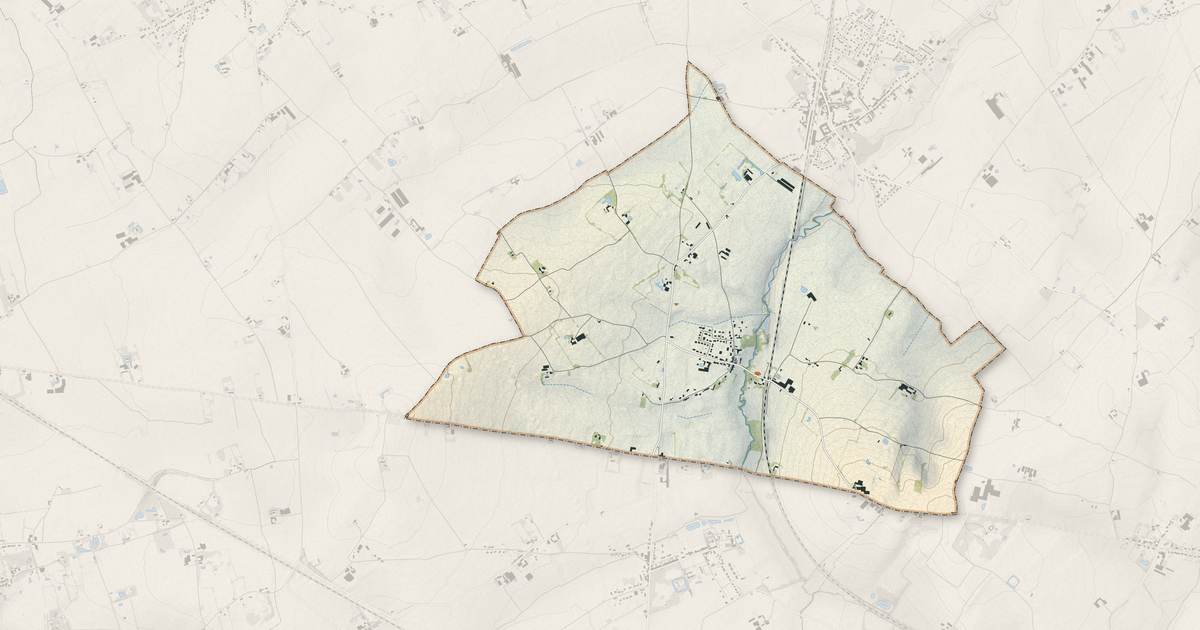 Portrait cartographique de Ochtezeele : relief, eau, forêts, bâti et voies, calculés à partir des données de l'IGN
