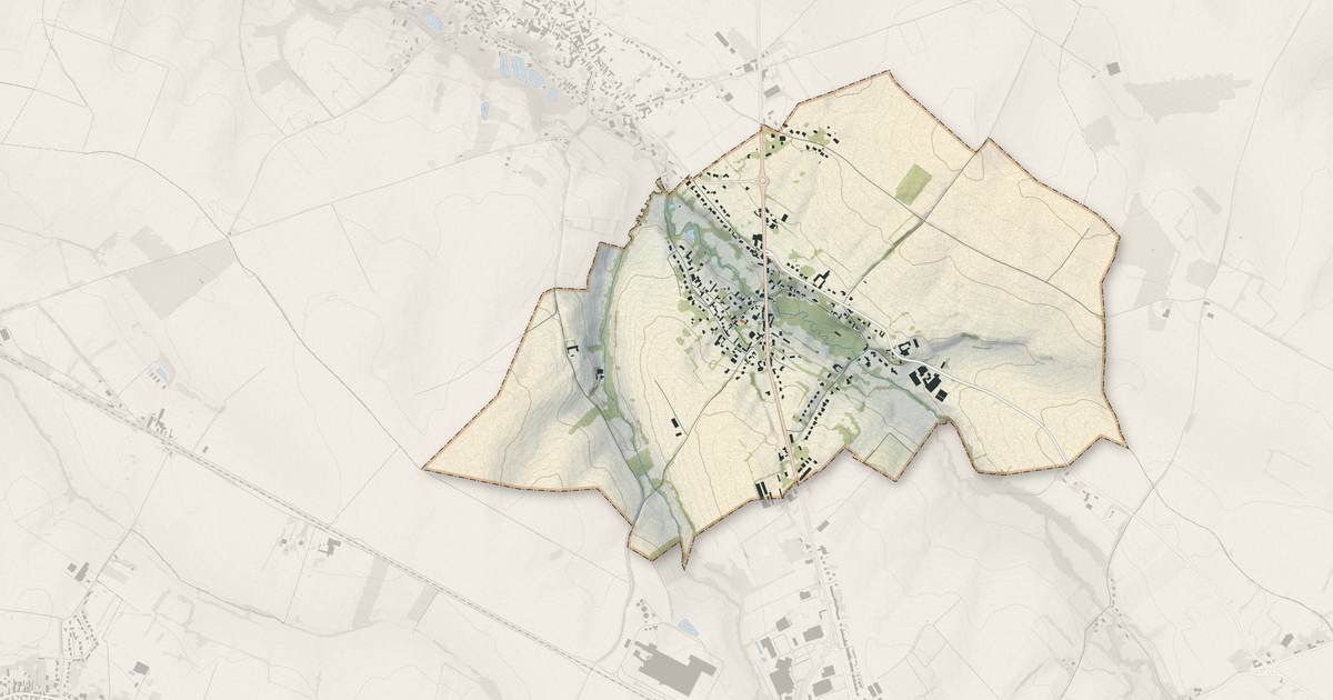 Portrait cartographique de Orsinval : relief, eau, forêts, bâti et voies, calculés à partir des données de l'IGN