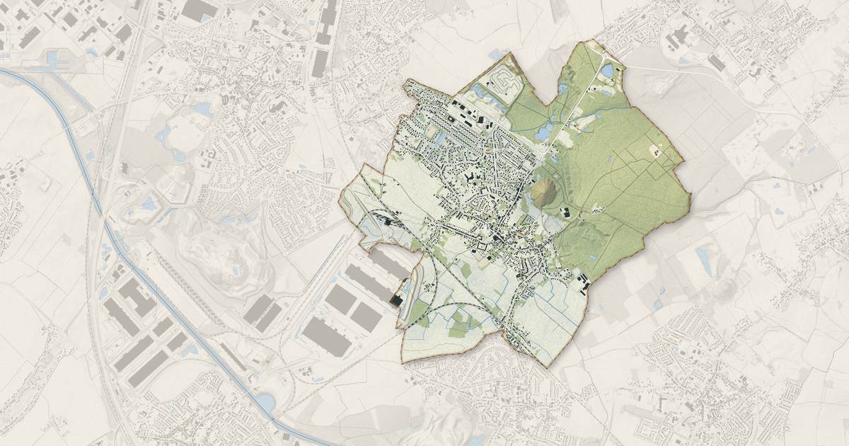Portrait cartographique de Ostricourt : relief, eau, forêts, bâti et voies, calculés à partir des données de l'IGN