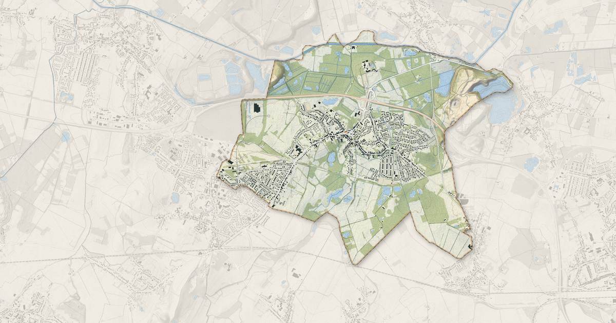 Portrait cartographique de Pecquencourt : relief, eau, forêts, bâti et voies, calculés à partir des données de l'IGN