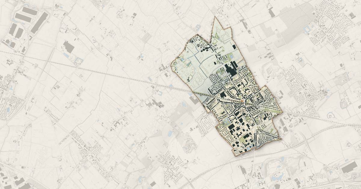 Portrait cartographique de Pérenchies : relief, eau, forêts, bâti et voies, calculés à partir des données de l'IGN