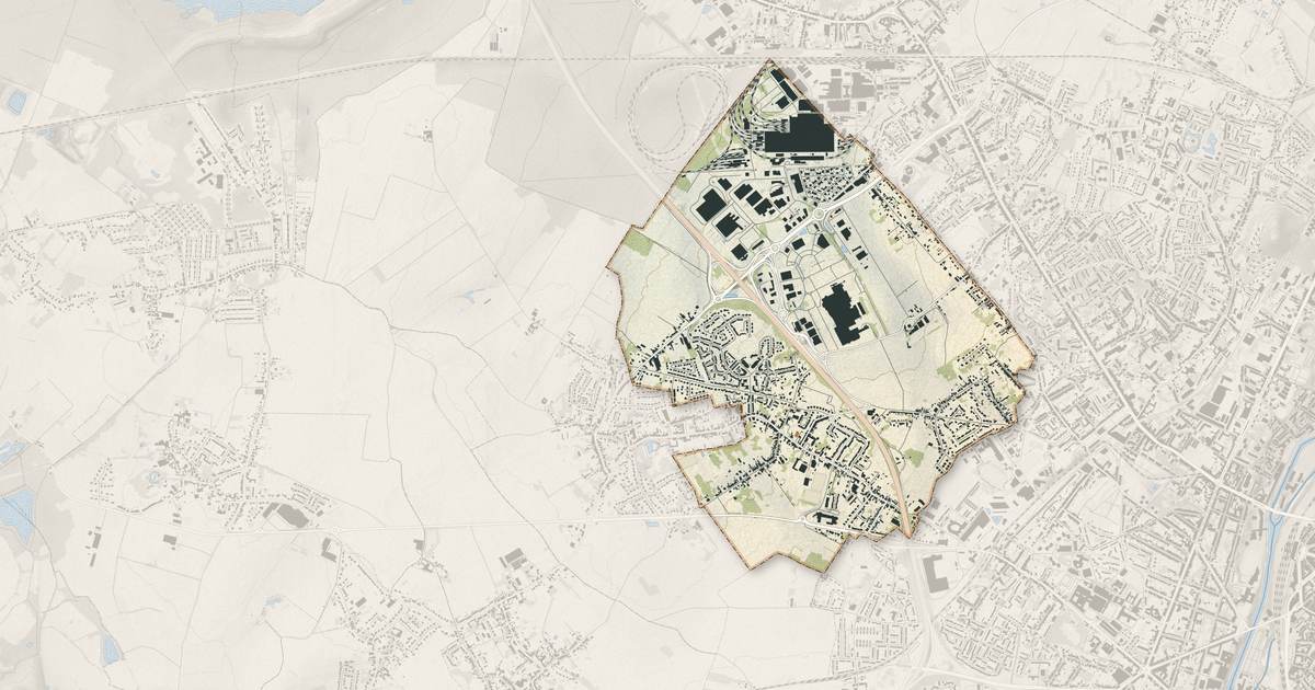 Portrait cartographique de Petite-Forêt : relief, eau, forêts, bâti et voies, calculés à partir des données de l'IGN