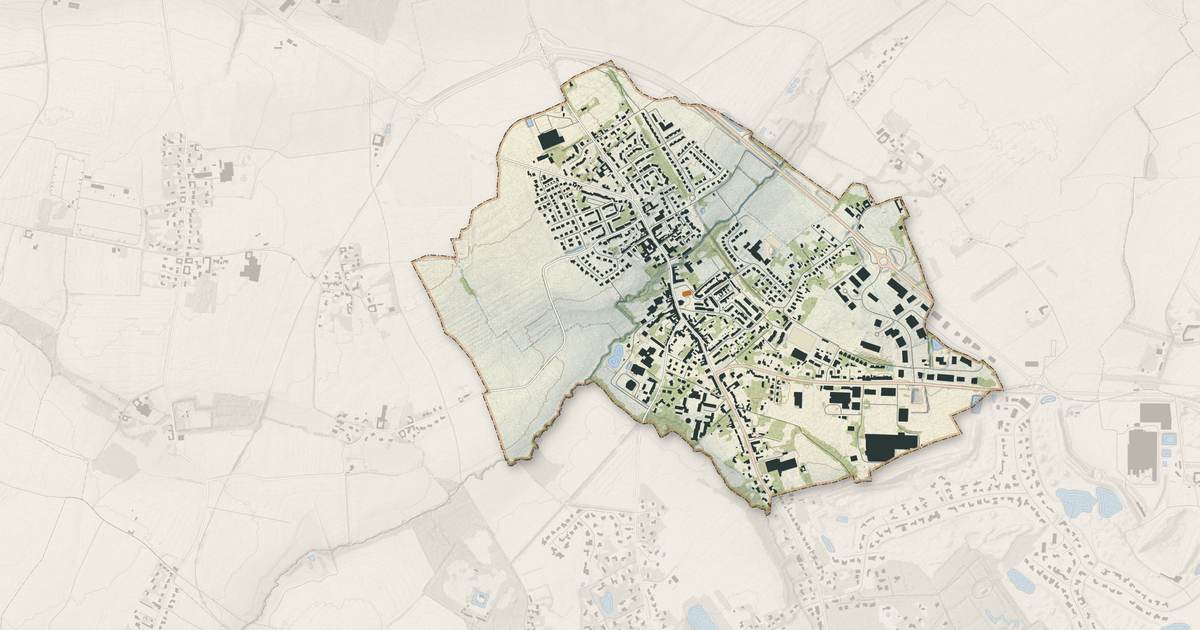 Portrait cartographique de Pont-à-Marcq : relief, eau, forêts, bâti et voies, calculés à partir des données de l'IGN