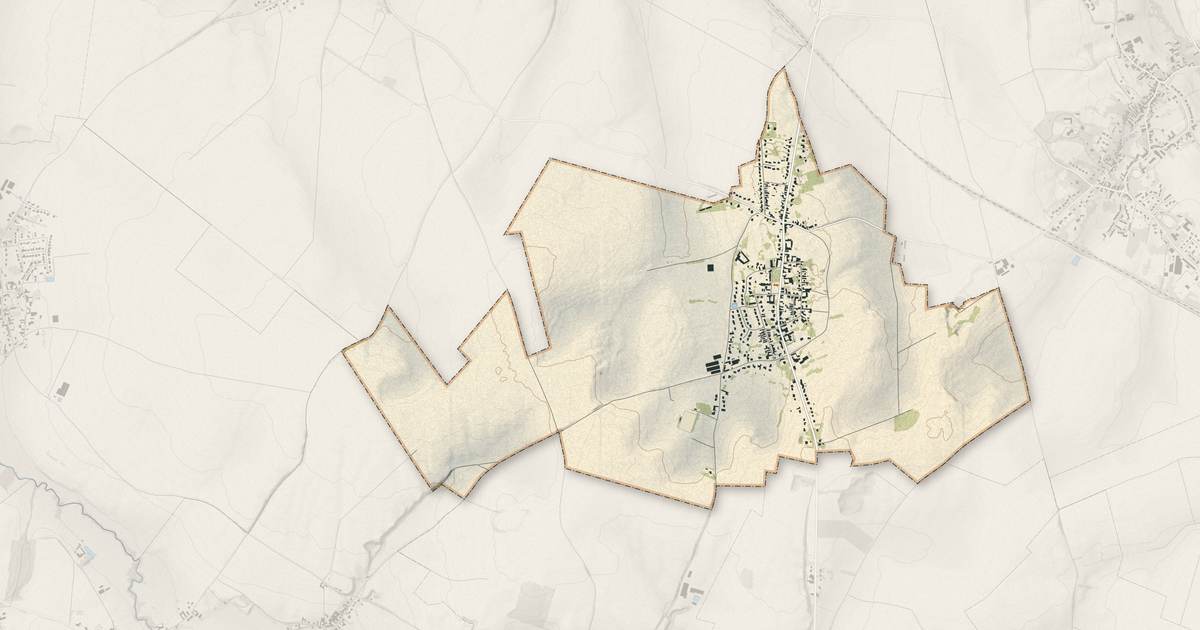Portrait cartographique de Quérénaing : relief, eau, forêts, bâti et voies, calculés à partir des données de l'IGN
