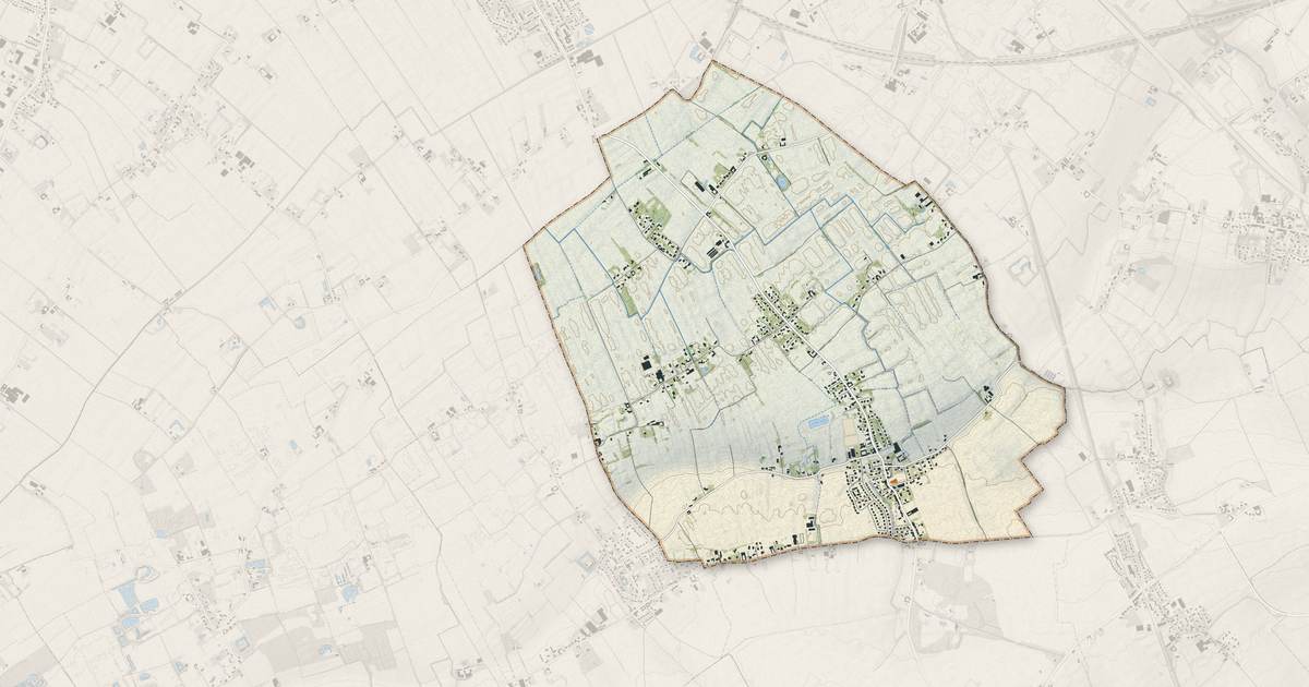 Portrait cartographique de Radinghem-en-Weppes : relief, eau, forêts, bâti et voies, calculés à partir des données de l'IGN