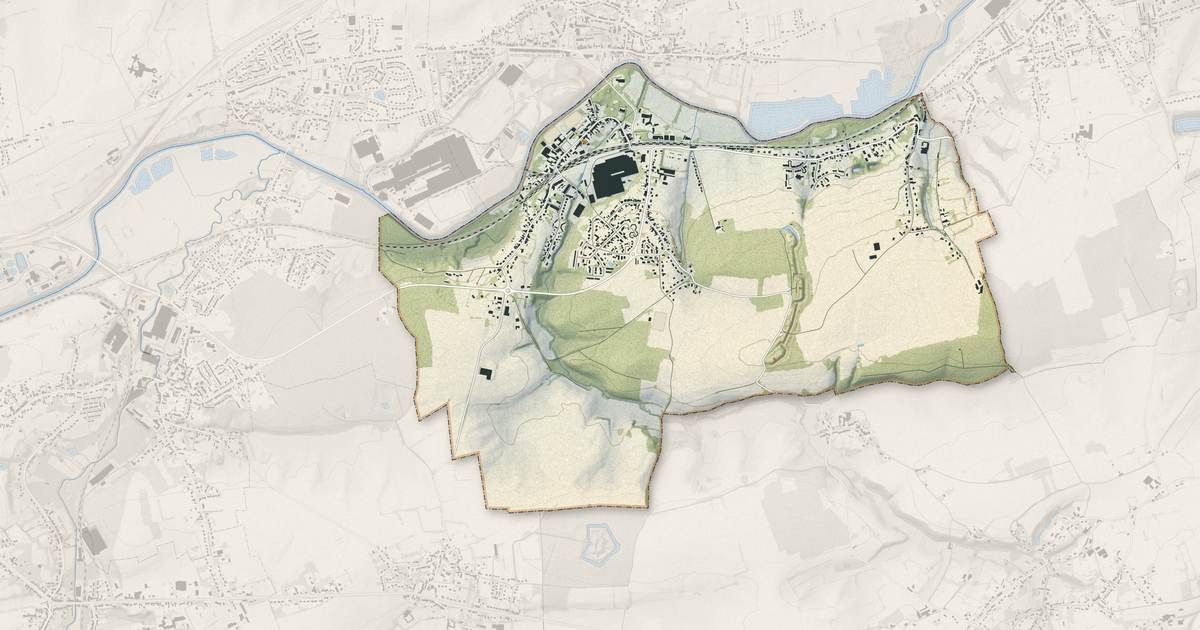 Portrait cartographique de Recquignies : relief, eau, forêts, bâti et voies, calculés à partir des données de l'IGN