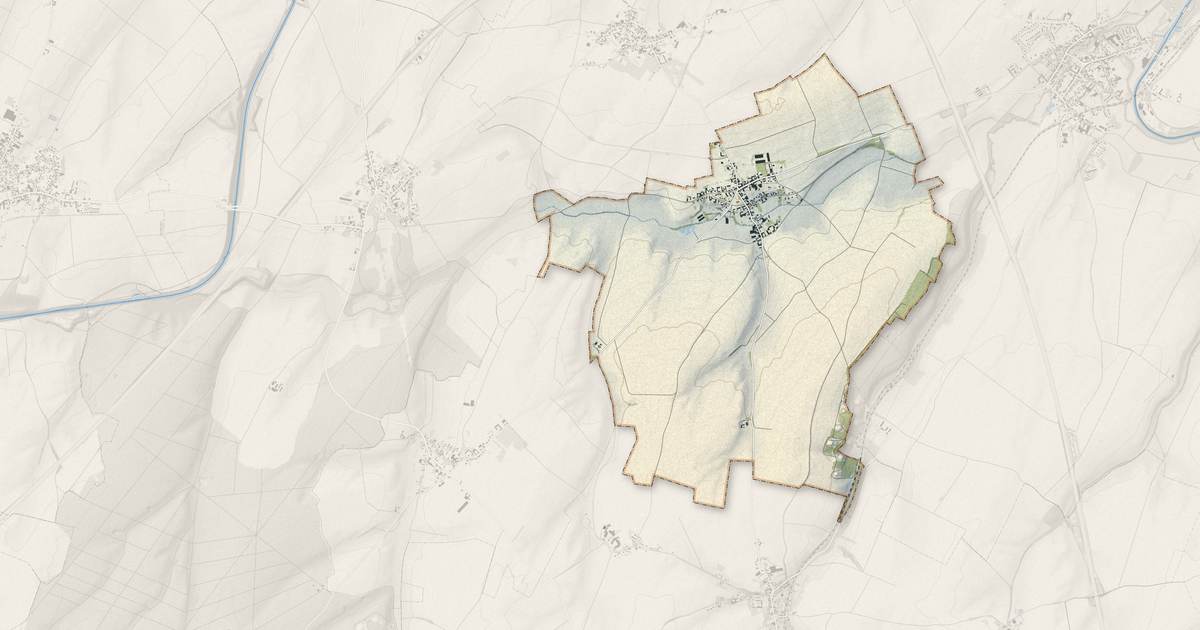 Portrait cartographique de Ribécourt-la-Tour : relief, eau, forêts, bâti et voies, calculés à partir des données de l'IGN