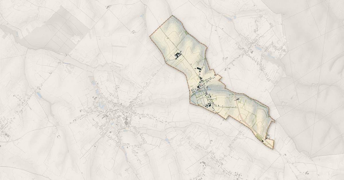 Portrait cartographique de Robersart : relief, eau, forêts, bâti et voies, calculés à partir des données de l'IGN