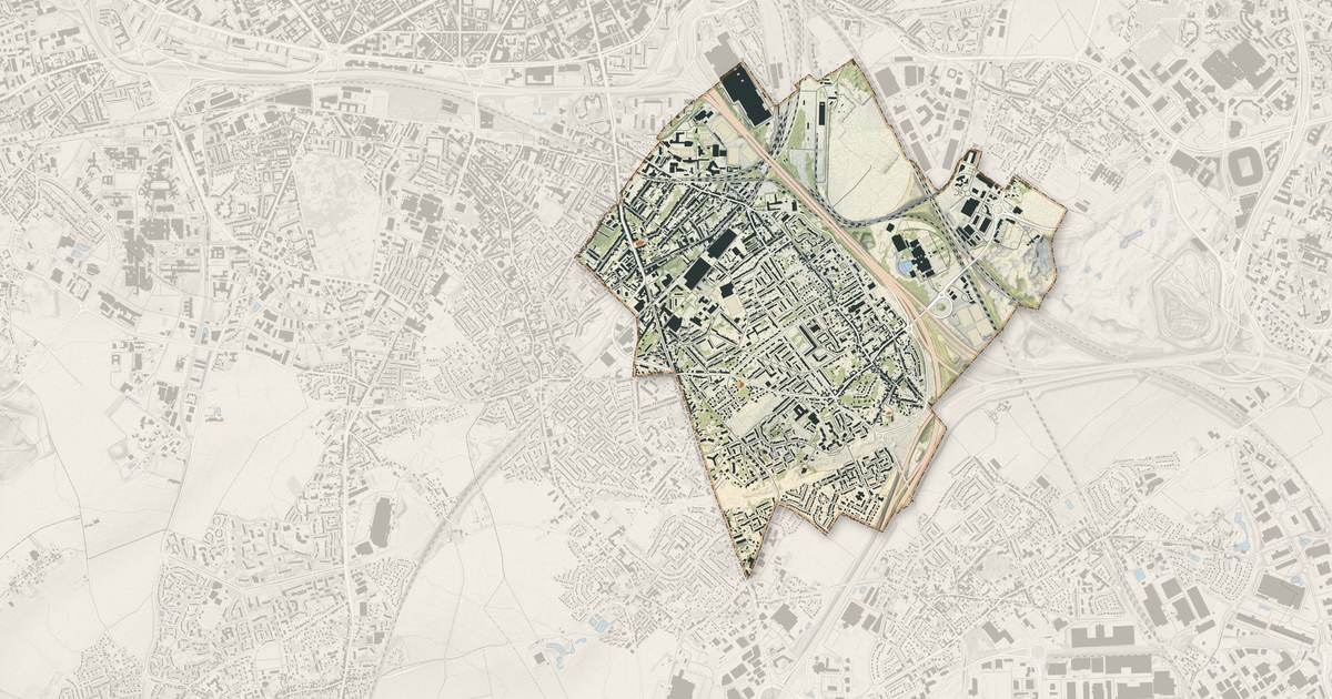 Portrait cartographique de Ronchin : relief, eau, forêts, bâti et voies, calculés à partir des données de l'IGN