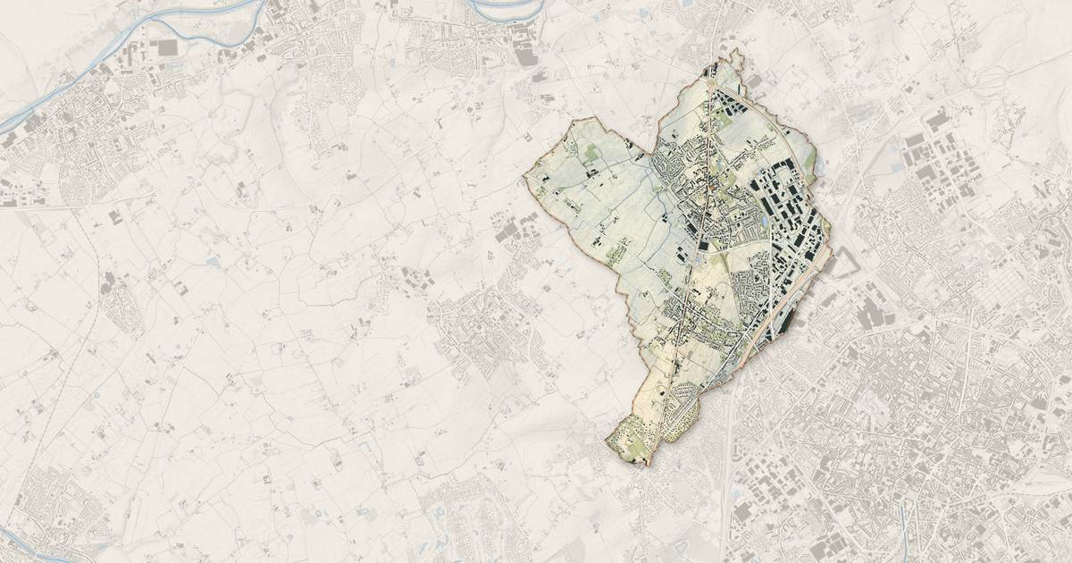 Portrait cartographique de Roncq : relief, eau, forêts, bâti et voies, calculés à partir des données de l'IGN