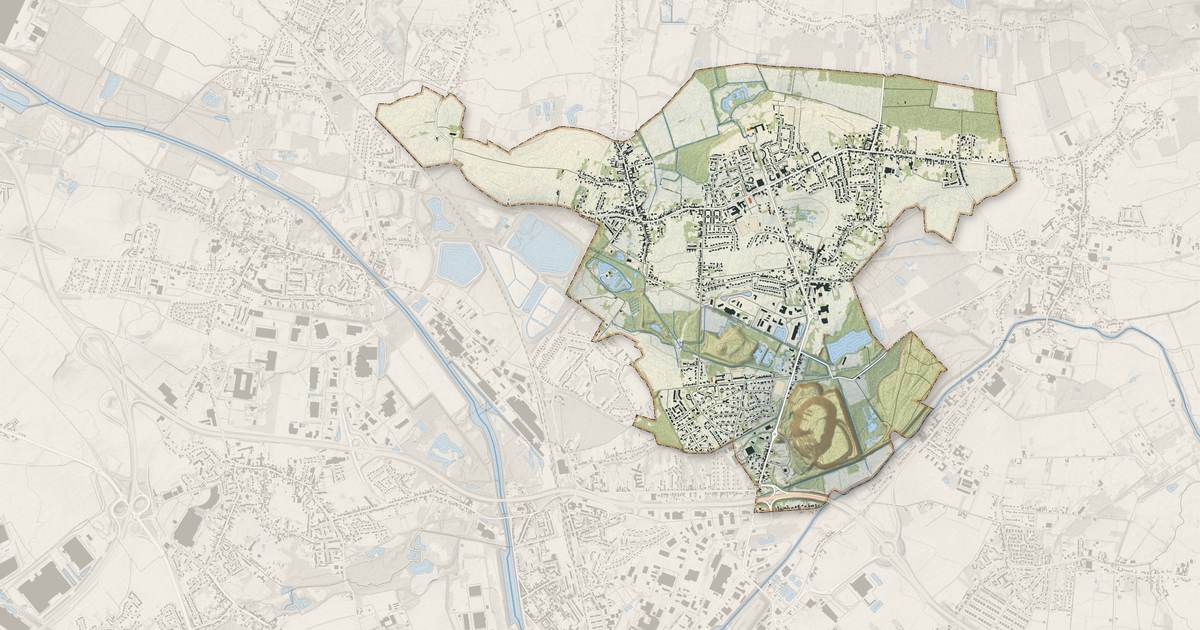 Portrait cartographique de Roost-Warendin : relief, eau, forêts, bâti et voies, calculés à partir des données de l'IGN