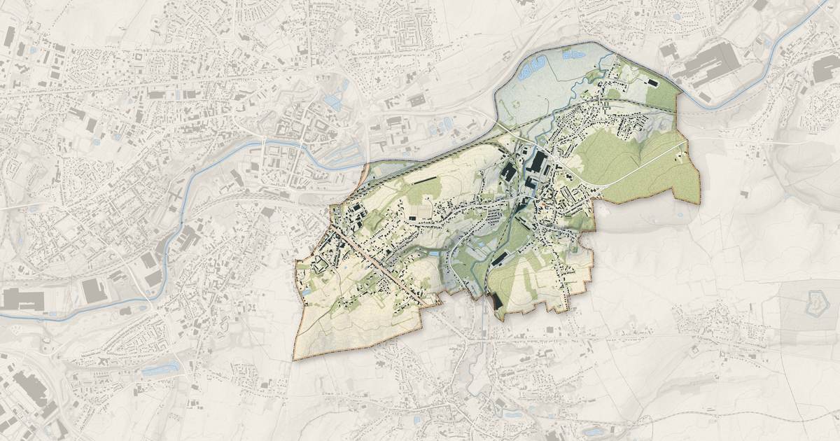 Portrait cartographique de Rousies : relief, eau, forêts, bâti et voies, calculés à partir des données de l'IGN