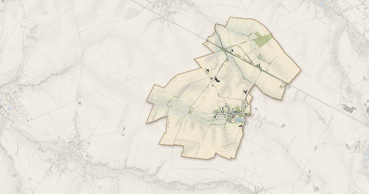 Portrait cartographique de Ruesnes : relief, eau, forêts, bâti et voies, calculés à partir des données de l'IGN