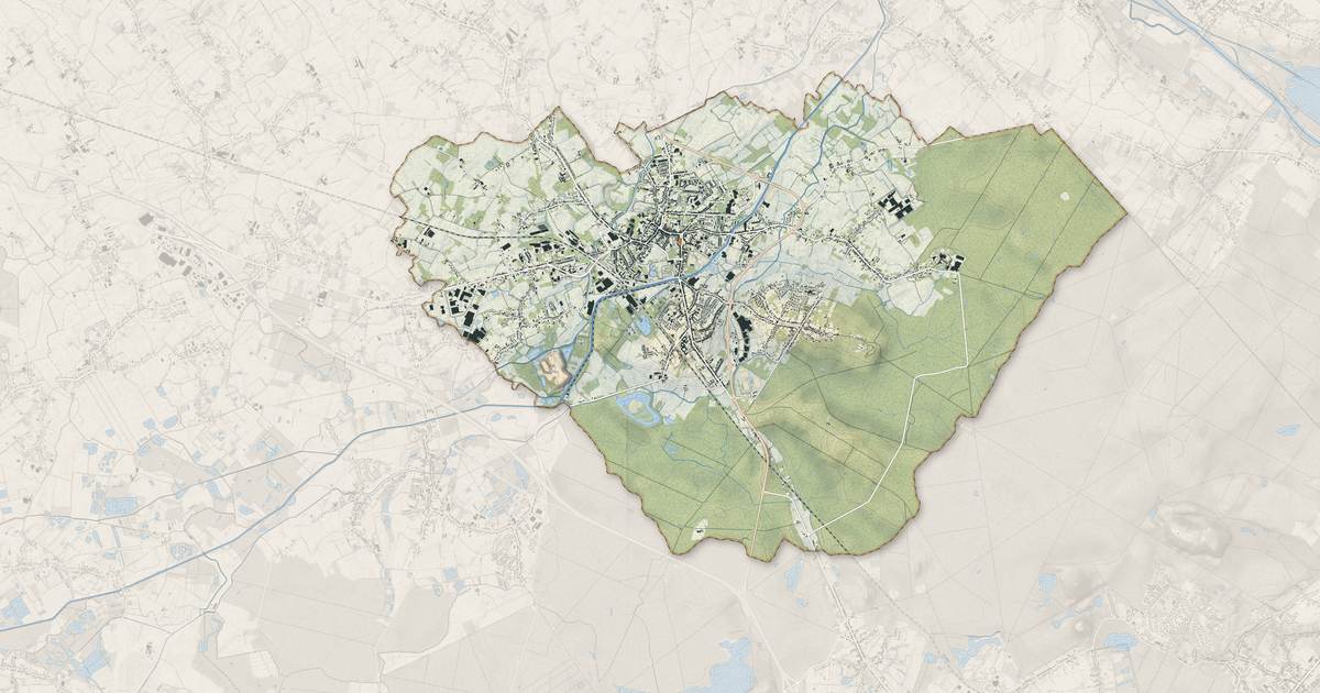 Portrait cartographique de Saint-Amand-les-Eaux : relief, eau, forêts, bâti et voies, calculés à partir des données de l'IGN