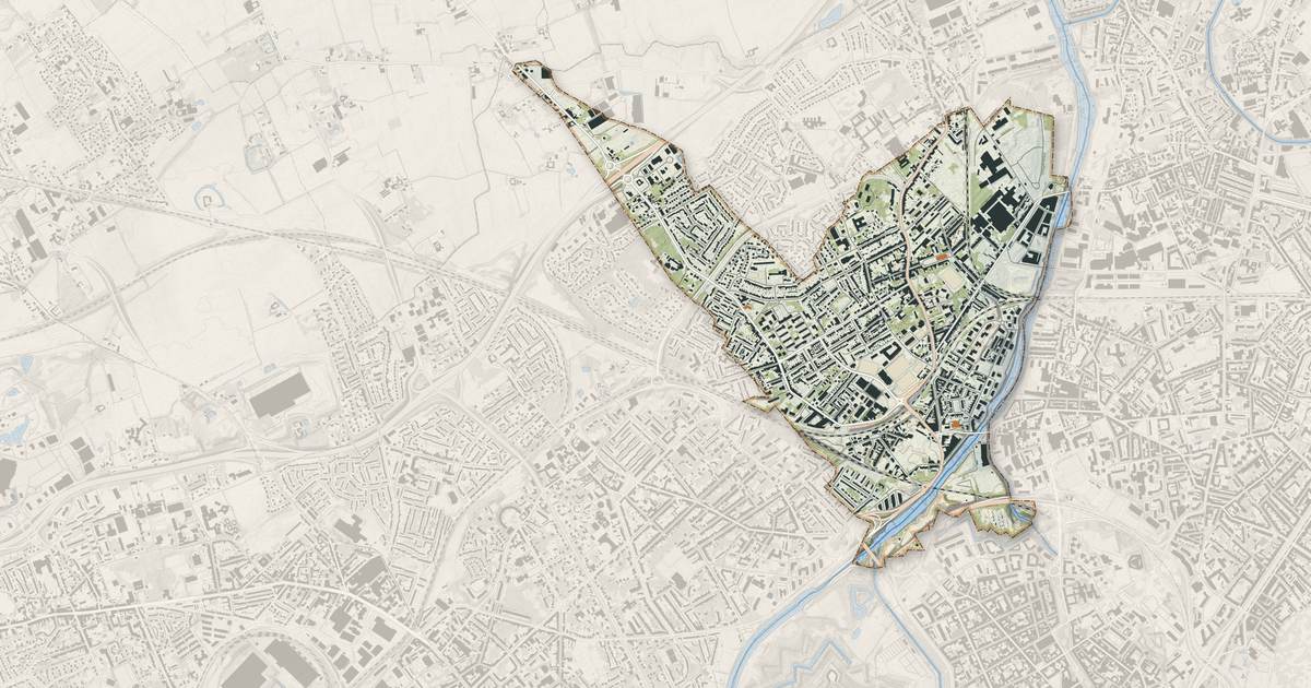Portrait cartographique de Saint-André-lez-Lille : relief, eau, forêts, bâti et voies, calculés à partir des données de l'IGN