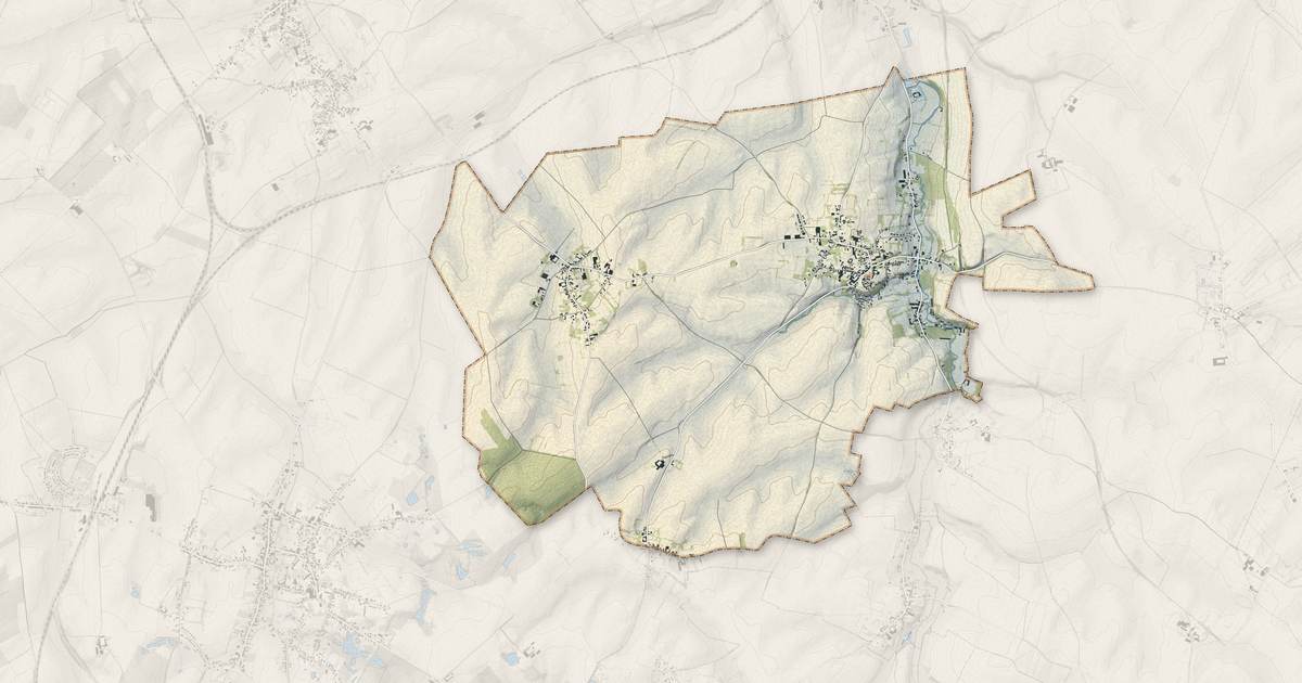 Portrait cartographique de Saint-Souplet : relief, eau, forêts, bâti et voies, calculés à partir des données de l'IGN