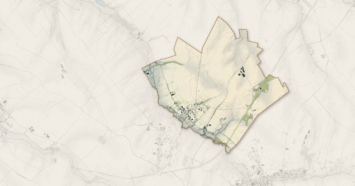 Portrait cartographique de Salesches : relief, eau, forêts, bâti et voies, calculés à partir des données de l'IGN