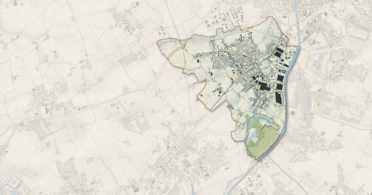 Portrait cartographique de Santes : relief, eau, forêts, bâti et voies, calculés à partir des données de l'IGN