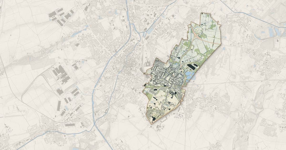 Portrait cartographique de Sin-le-Noble : relief, eau, forêts, bâti et voies, calculés à partir des données de l'IGN