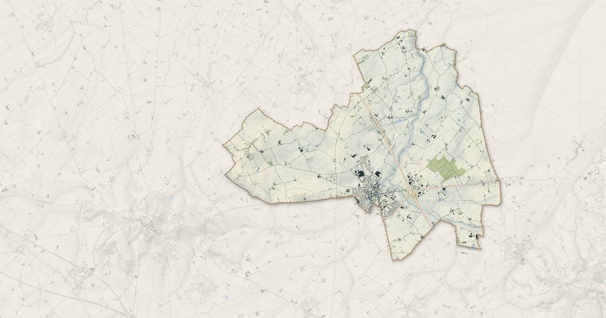 Portrait cartographique de Steenvoorde : relief, eau, forêts, bâti et voies, calculés à partir des données de l'IGN