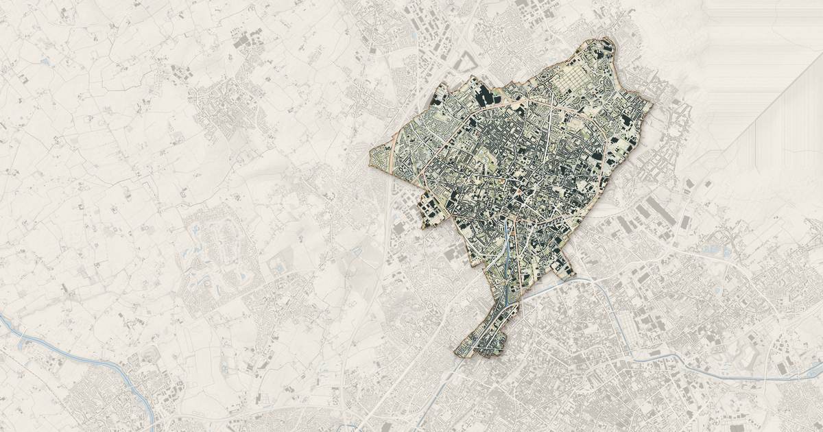 Portrait cartographique de Tourcoing : relief, eau, forêts, bâti et voies, calculés à partir des données de l'IGN