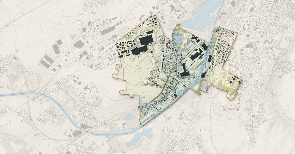 Portrait cartographique de Trith-Saint-Léger : relief, eau, forêts, bâti et voies, calculés à partir des données de l'IGN