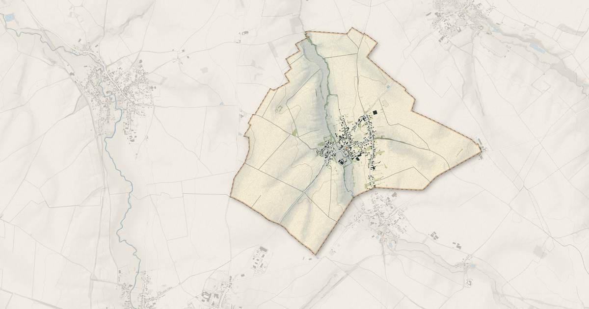 Portrait cartographique de Vertain : relief, eau, forêts, bâti et voies, calculés à partir des données de l'IGN