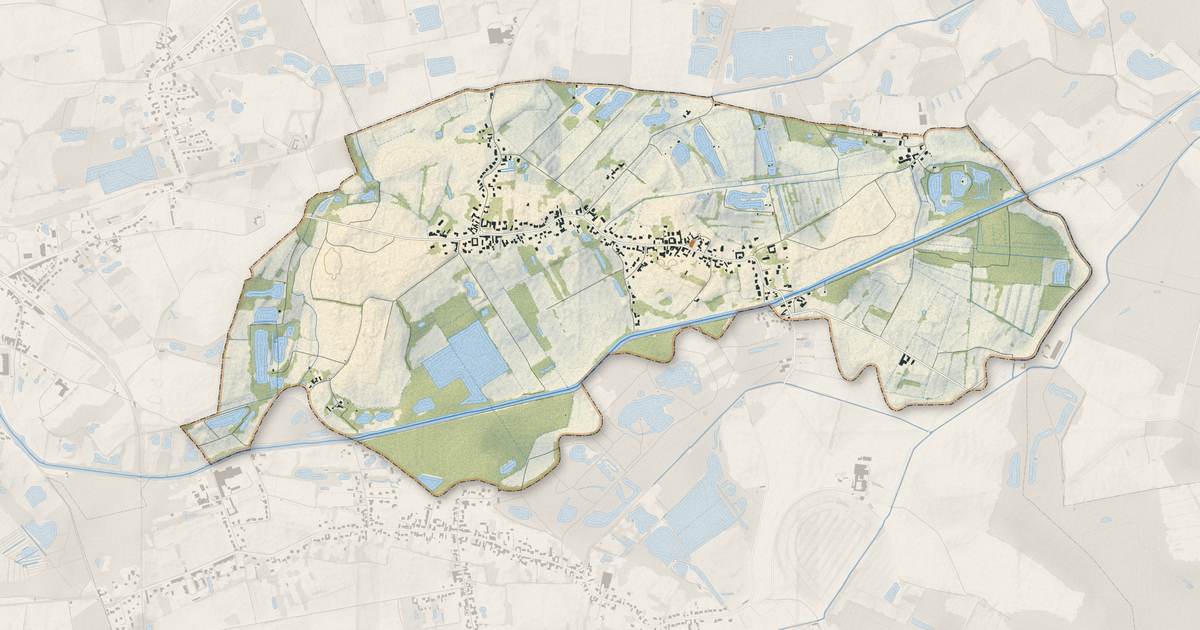 Portrait cartographique de Warlaing : relief, eau, forêts, bâti et voies, calculés à partir des données de l'IGN