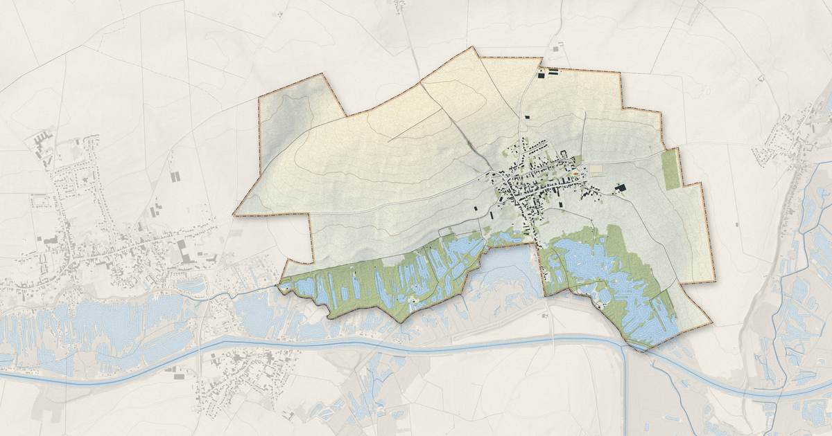 Portrait cartographique de Wasnes-au-Bac : relief, eau, forêts, bâti et voies, calculés à partir des données de l'IGN