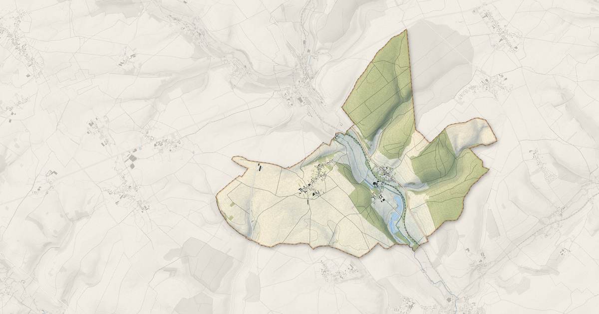 Portrait cartographique de Achy : relief, eau, forêts, bâti et voies, calculés à partir des données de l'IGN