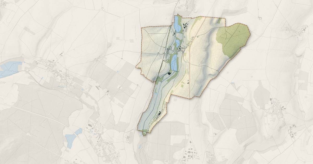 Portrait cartographique de Airion : relief, eau, forêts, bâti et voies, calculés à partir des données de l'IGN