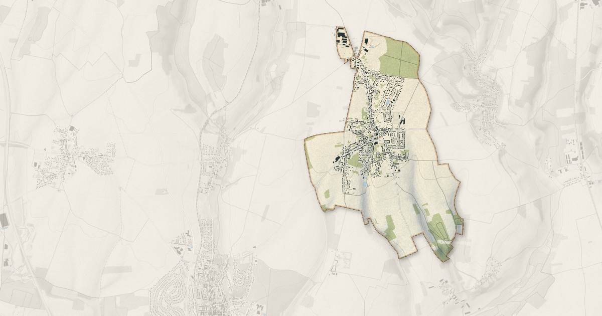Portrait cartographique de Andeville : relief, eau, forêts, bâti et voies, calculés à partir des données de l'IGN