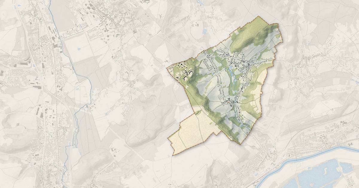Portrait cartographique de Angicourt : relief, eau, forêts, bâti et voies, calculés à partir des données de l'IGN