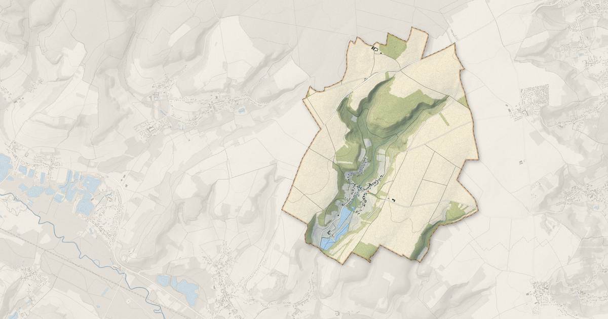 Portrait cartographique de Ansacq : relief, eau, forêts, bâti et voies, calculés à partir des données de l'IGN