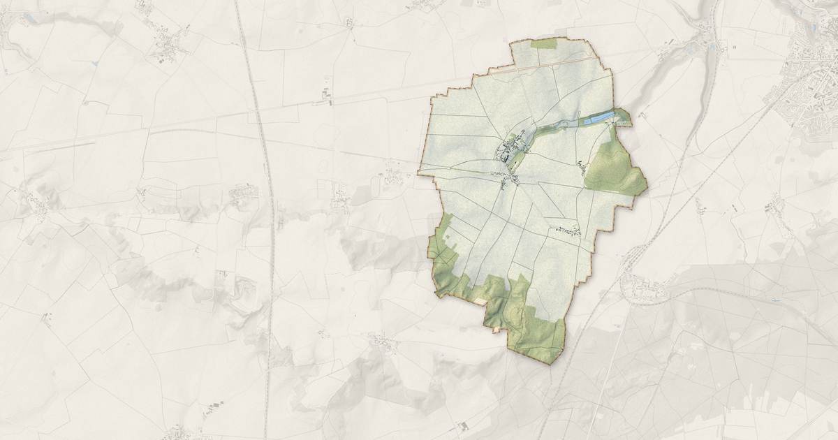 Portrait cartographique de Auger-Saint-Vincent : relief, eau, forêts, bâti et voies, calculés à partir des données de l'IGN