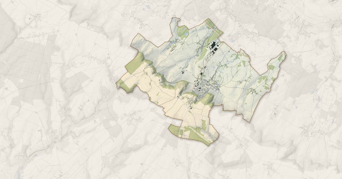 Portrait cartographique de Auneuil : relief, eau, forêts, bâti et voies, calculés à partir des données de l'IGN