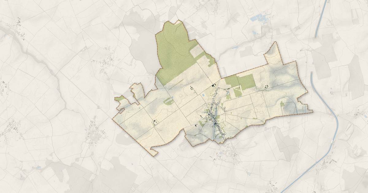 Portrait cartographique de Beaulieu-les-Fontaines : relief, eau, forêts, bâti et voies, calculés à partir des données de l'IGN